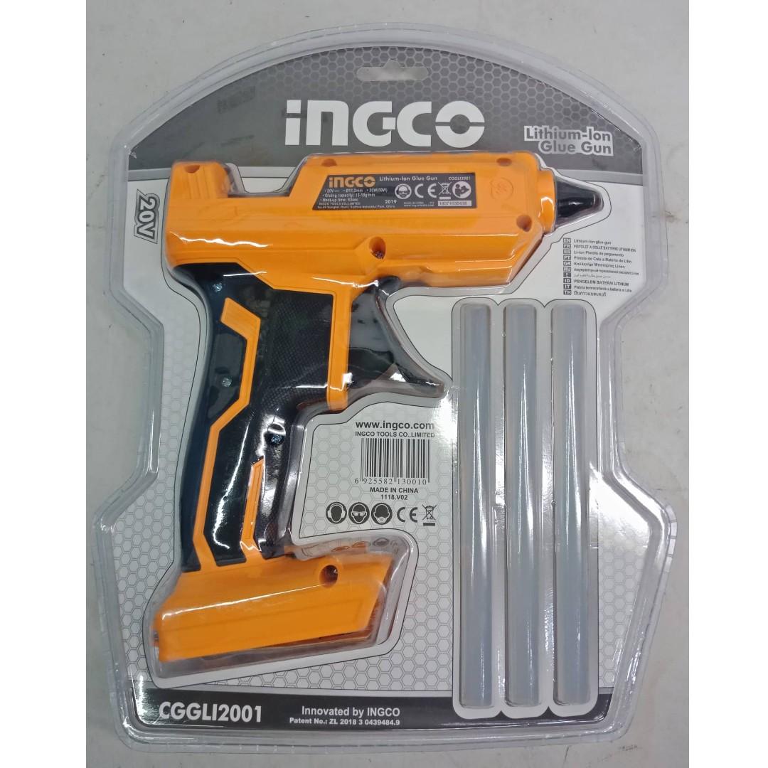 Ingco Cordless Glue Gun 20v Unit Only CGGLI2001 (Orange), Furniture