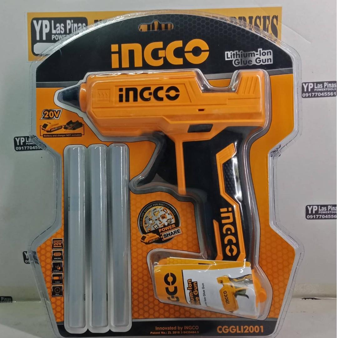 INGCO Cordless Glue Gun 20v with 1 Battery 1 Charger CGGLI2001 (Orange
