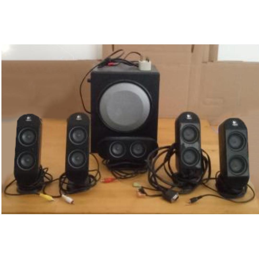 Logitech x 530 5 1 speaker system surround sound electronics audio on