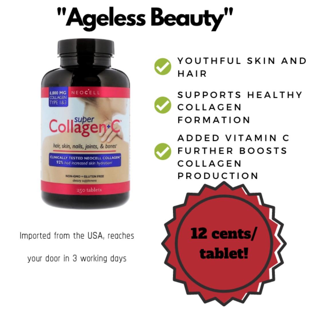 Amplifyjuly35 Neocell Super Collagen C Type 1 3 6 000 Mg 250 Tablets Health Beauty Face Skin Care On Carousell