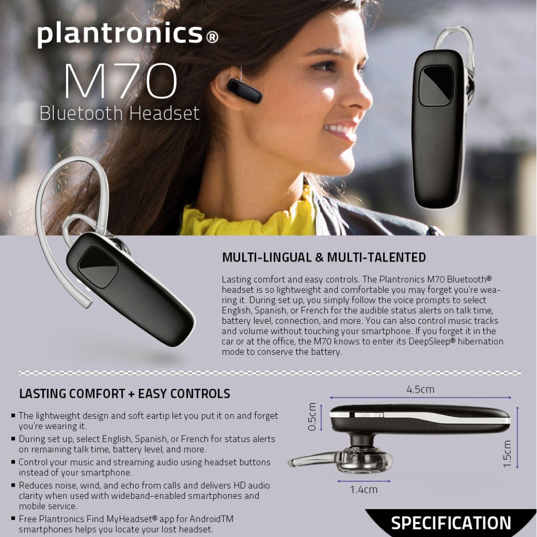 プラントロニクス Plantronics M70 Bluetooth イヤホン - イヤフォン