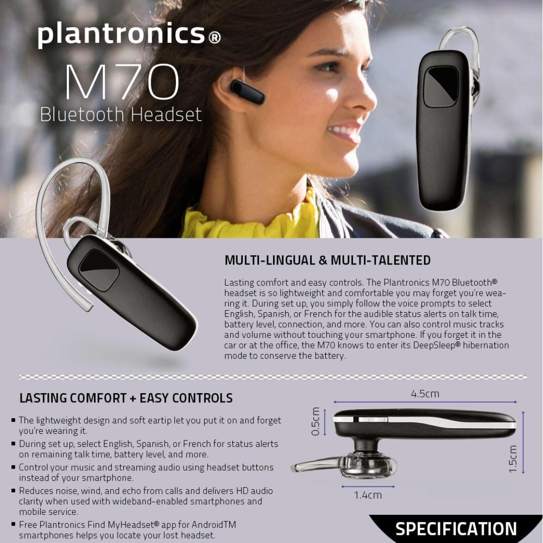 Plantronics M70 Bluetooth Headset