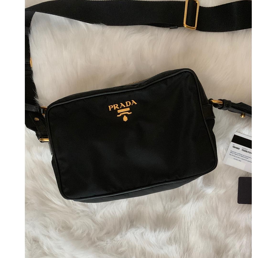 Prada Bandoliera Tessuto Crossbody Bag Black