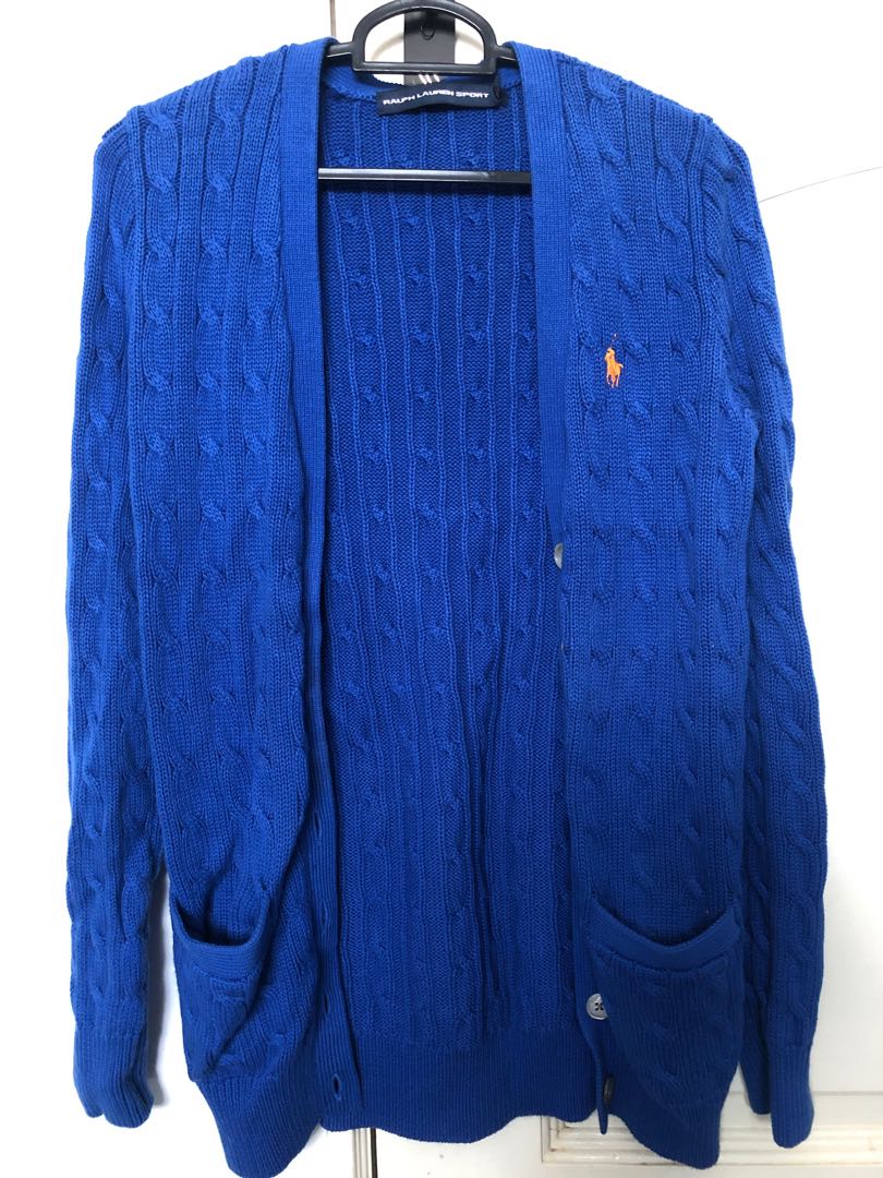 Ralph Lauren Blue Cable Knit Cardigan Women s Fashion Tops