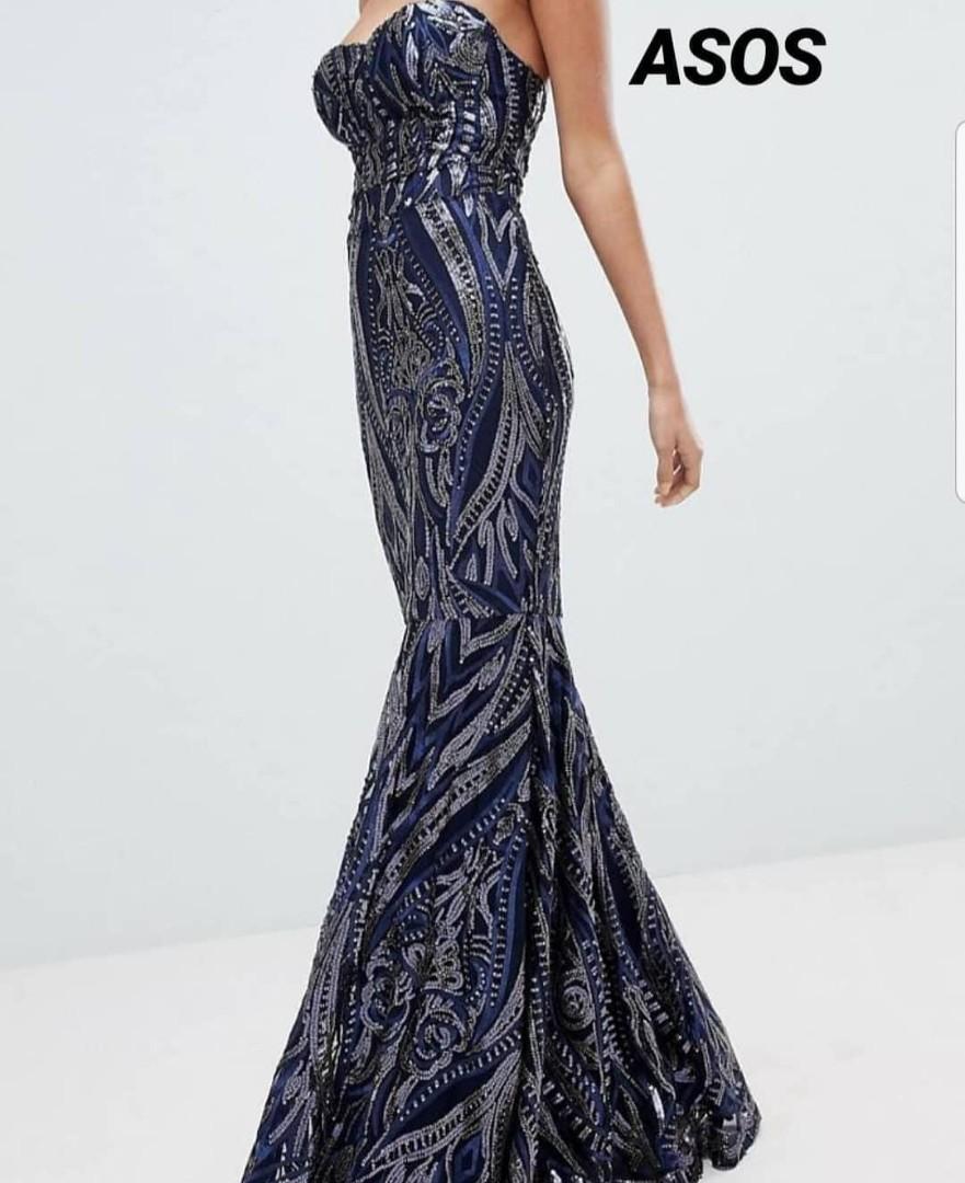 RENT BUY Blue Sequin Maxi Dress Women s Fashion Dresses Sets Dresses on Carousell