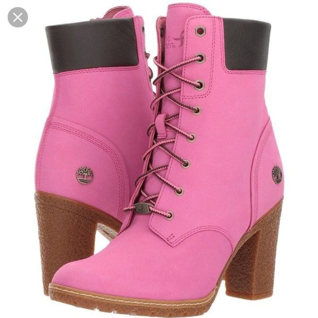 Pink timberland heels store