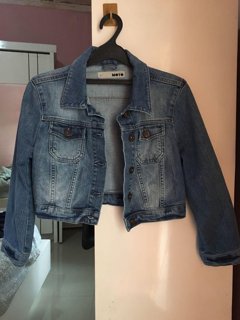 TOPSHOP MOTO Cropped Denim Jacket 