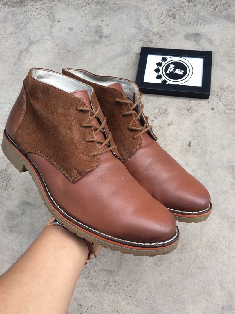 United Colors of Benetton Men s Tan Leather Boots Fesyen Pria