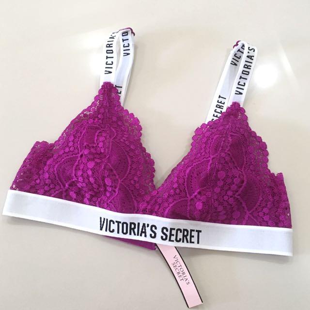 Pending) Victoria's Secret VS Logo & Lace Triangle Bralette Bra