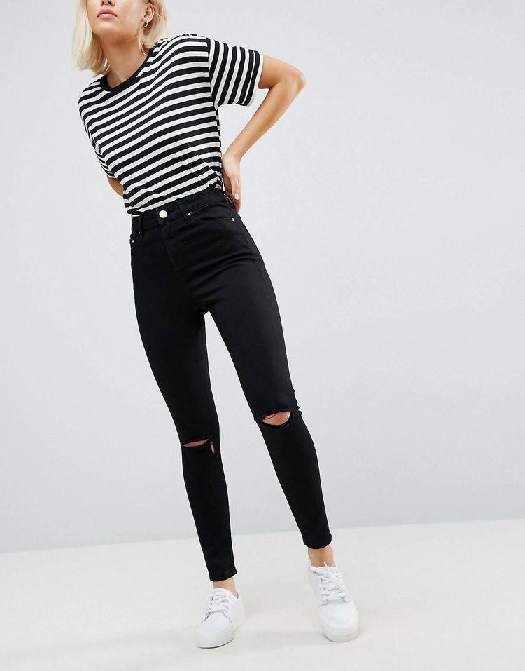 Zara black jeans ripped Clearance