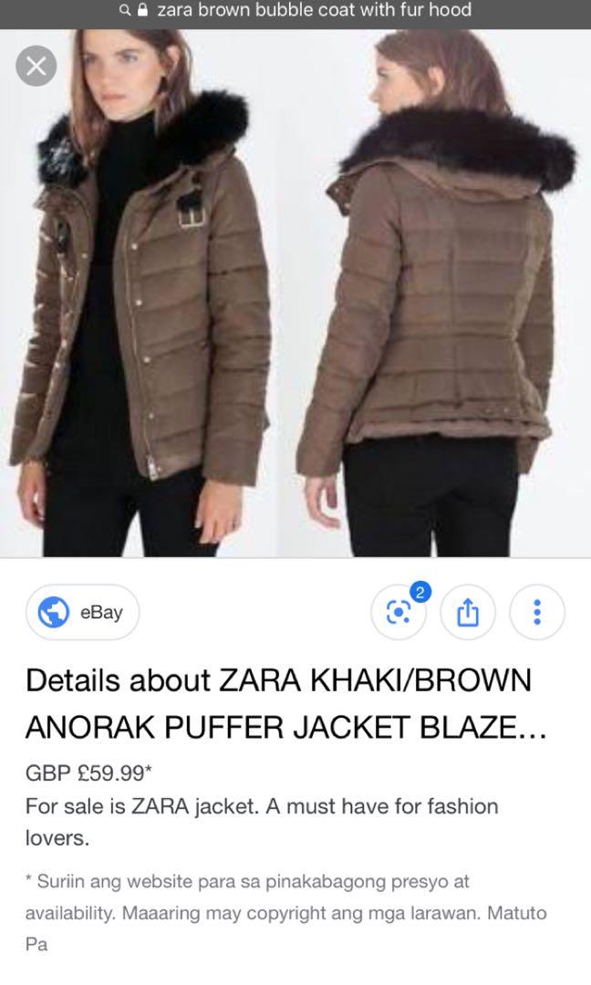 Zara Quilted Anorak Puffer Jacket With Black Faux Fur Women S Fashion Clothes Outerwear On Carousell