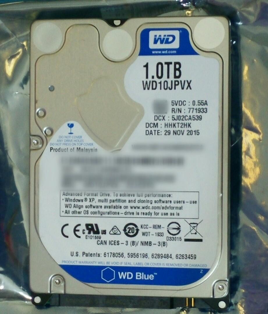 WD Blue 1TB Mobile Hard Disk Drive - 5400 RPM SATA 6 Gb/s 9.5 MM 2.5 Inch -  WD10JPVX