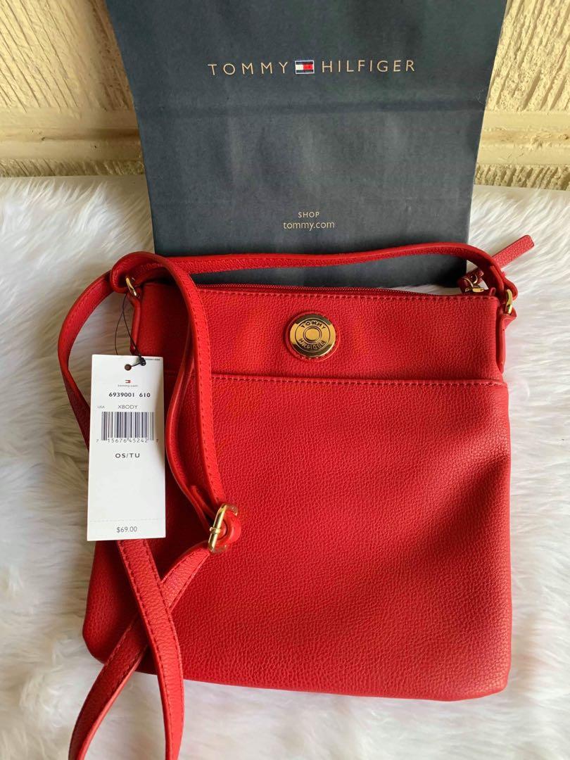 tommy hilfiger red sling bag