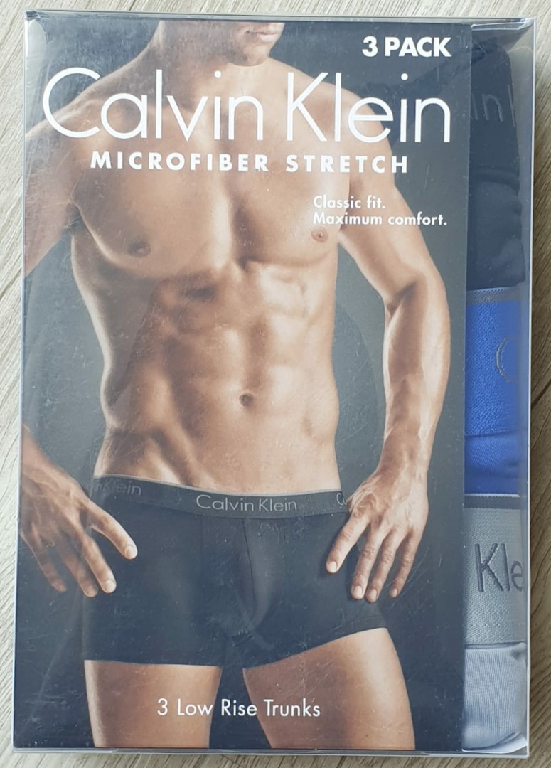 Calvin Klein Athletic Cotton Trunks (Blue and Gray, individual box