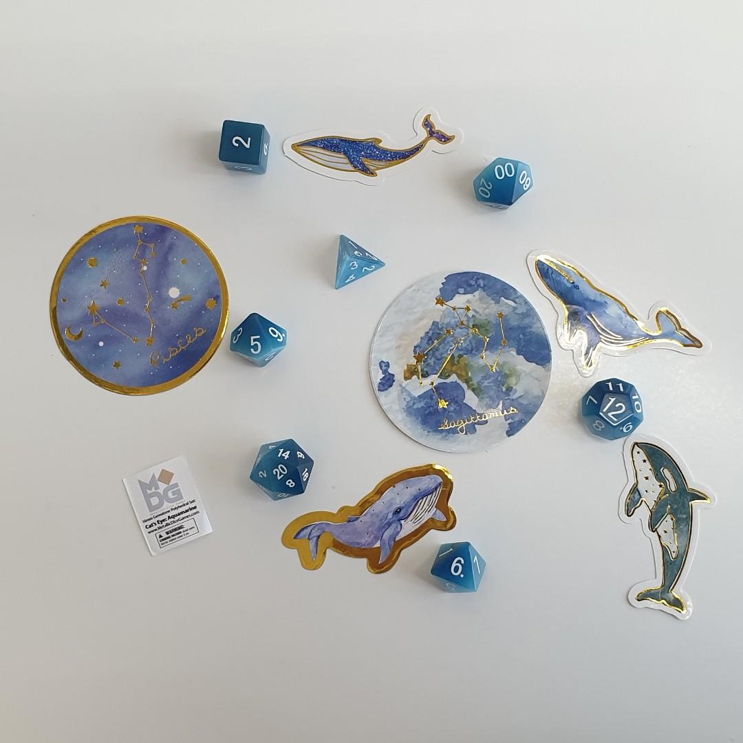 Cat S Eye Aquamarine Full Sized 16mm Polyhedral Set Metallic