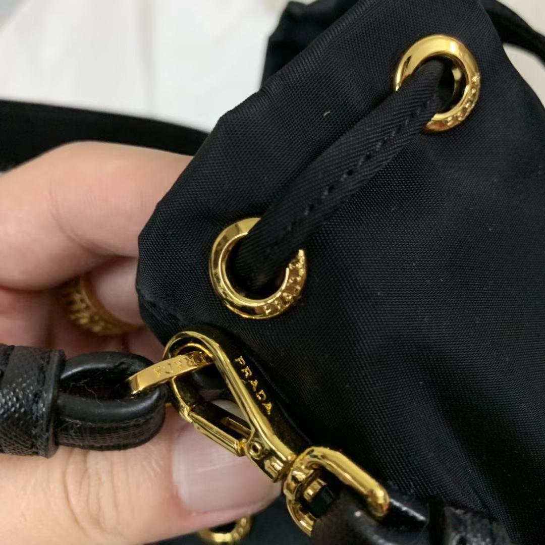 prada nylon mini bucket bag