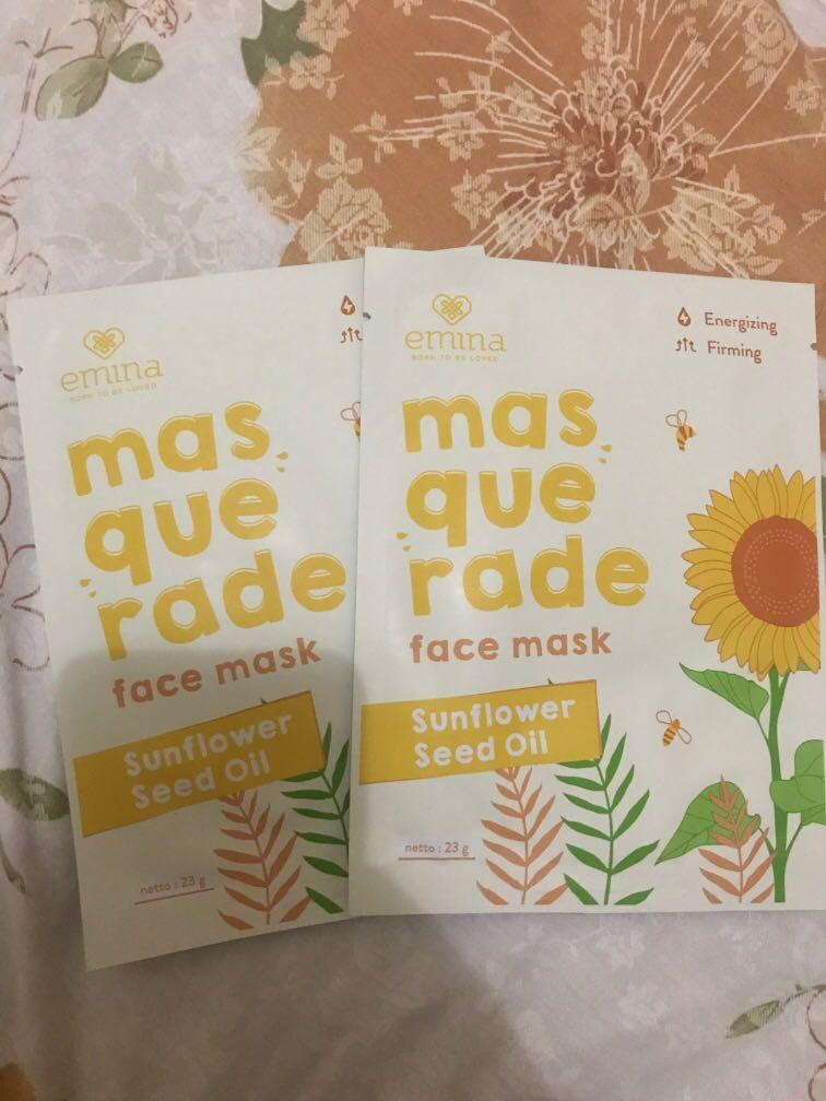 Emina masquerade face mask sunflower seed oil, Kesehatan & Kecantikan