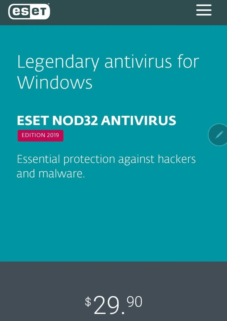 ESET NOD32 Antivirus (Windows) 1PC, 1 Year License, Computers ...