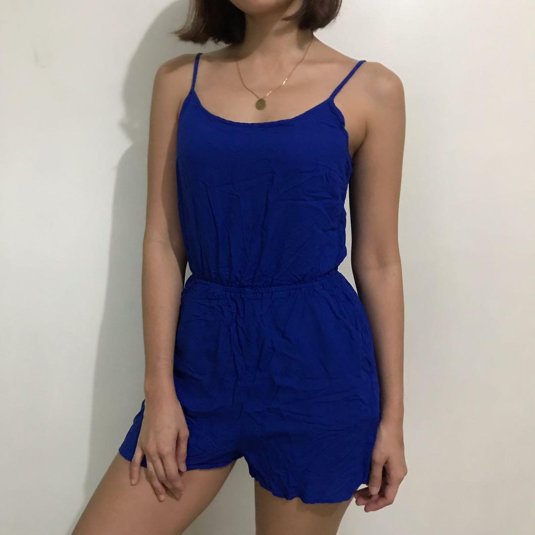 H&m blue romper discount