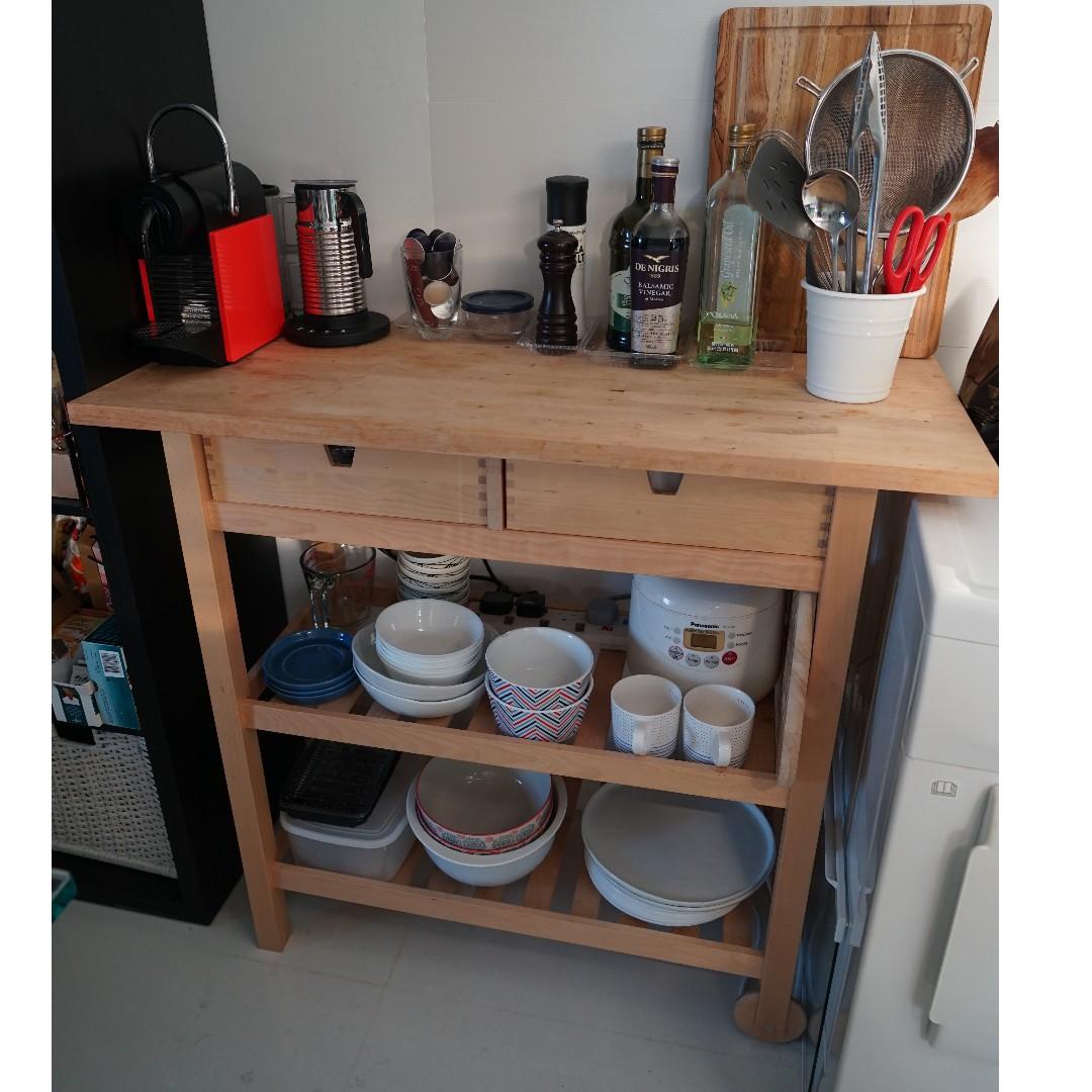 Ikea Kitchen Trolley/Bench Table Good Condition, Furniture & Home