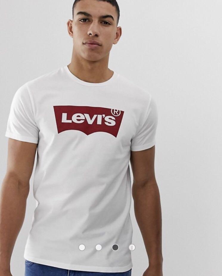 white levi shirt with red logo