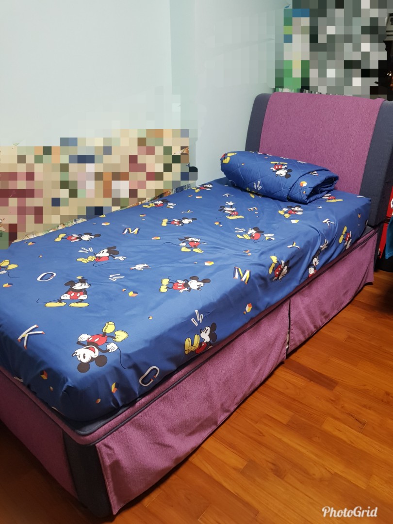 Maxcoil Single Bed with pull out bed (extendable), Furniture & Home