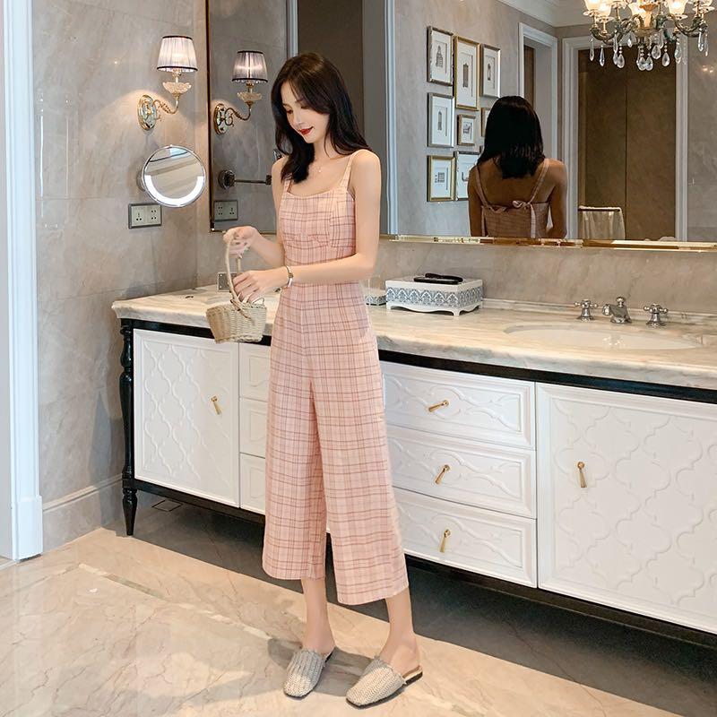 pink checkered jumpsuit