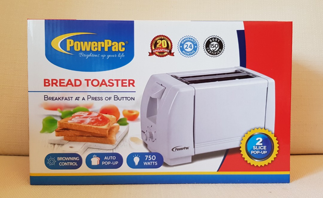 PowerPac 2 Slice Popup Bread Toaster, Home Appliances, Kitchenware on