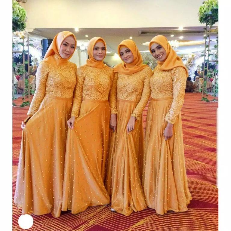 Pre order Muslimah long sleeve Adira maxi dress pink yellow nude grey  bridesmaid, Women's Fashion, Muslimah Fashion, Dresses on Carousell
