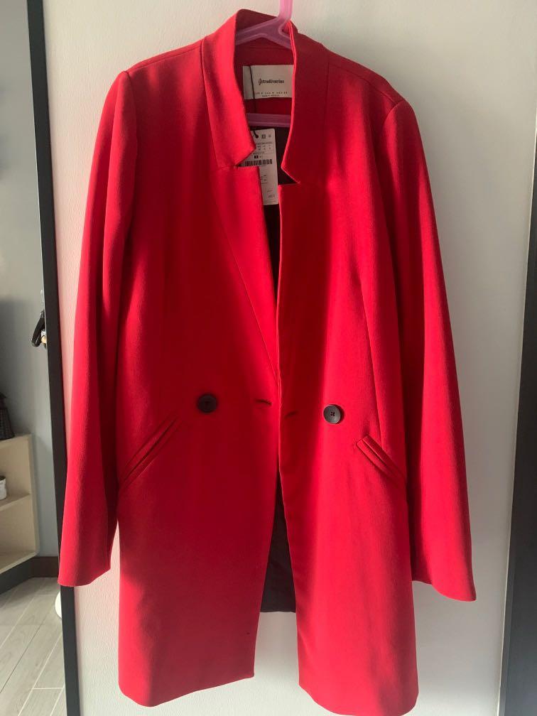 stradivarius red coat