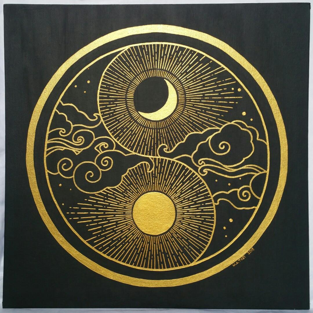 Sun And Moon In Yin Yang Design Craft Artwork On Carousell