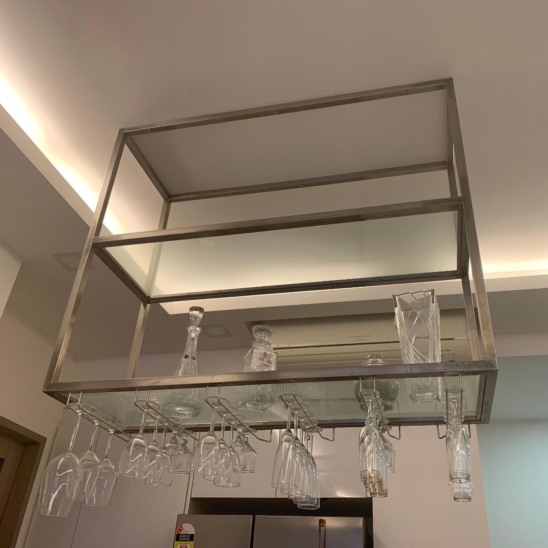 Wine Glass Rack Display Ceiling Mounted Furniture Home