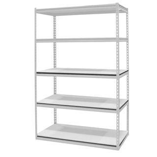 Longlife 5 Layer/4 Tier Boltless Adjustable Rack with Slotted Posts & Laminated Wooden Shelving, Convertible to Work Bench Off White (OFF WHITE)