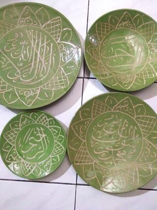 4 pcs piring hias dia 30 , 26 , 23 , 18 cm keramik lokal