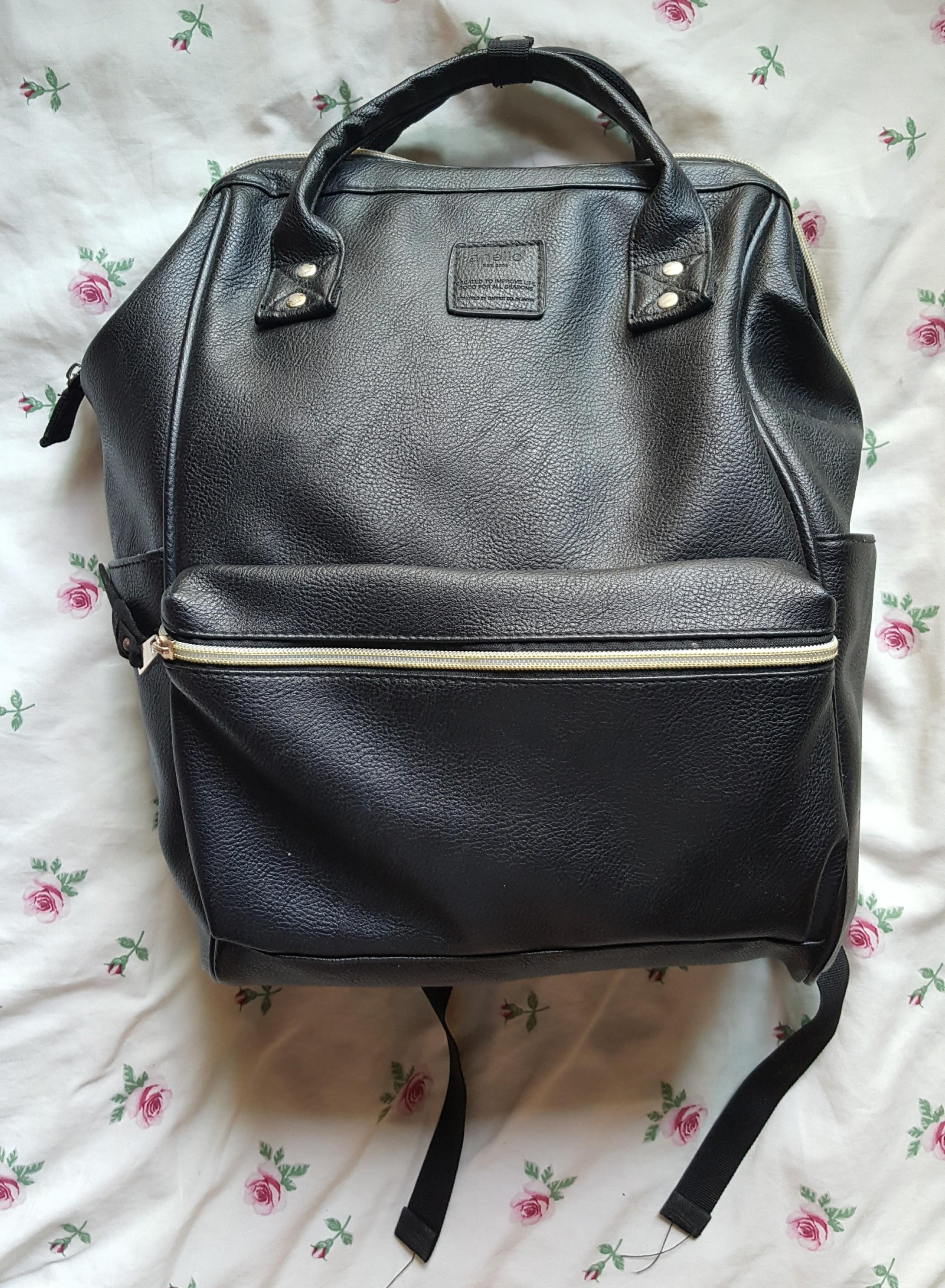 anello leather backpack black