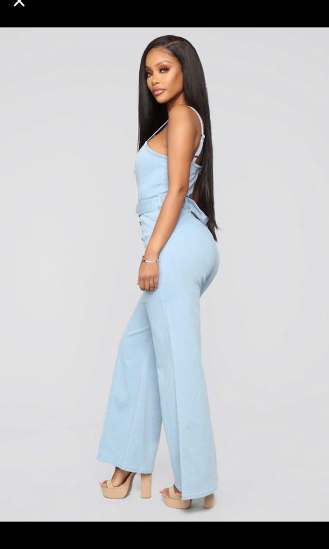 denim halterneck jumpsuit