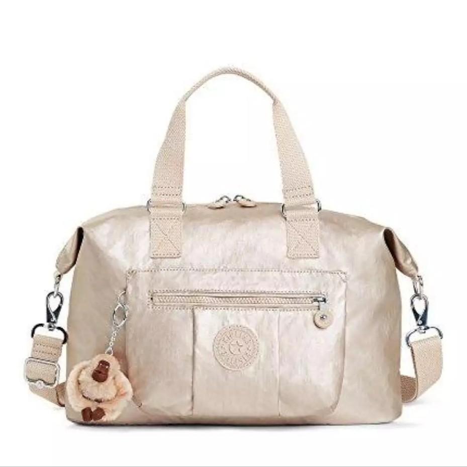 NWOT Authentic Kipling Camden Metallic Light Champagne Sparkly