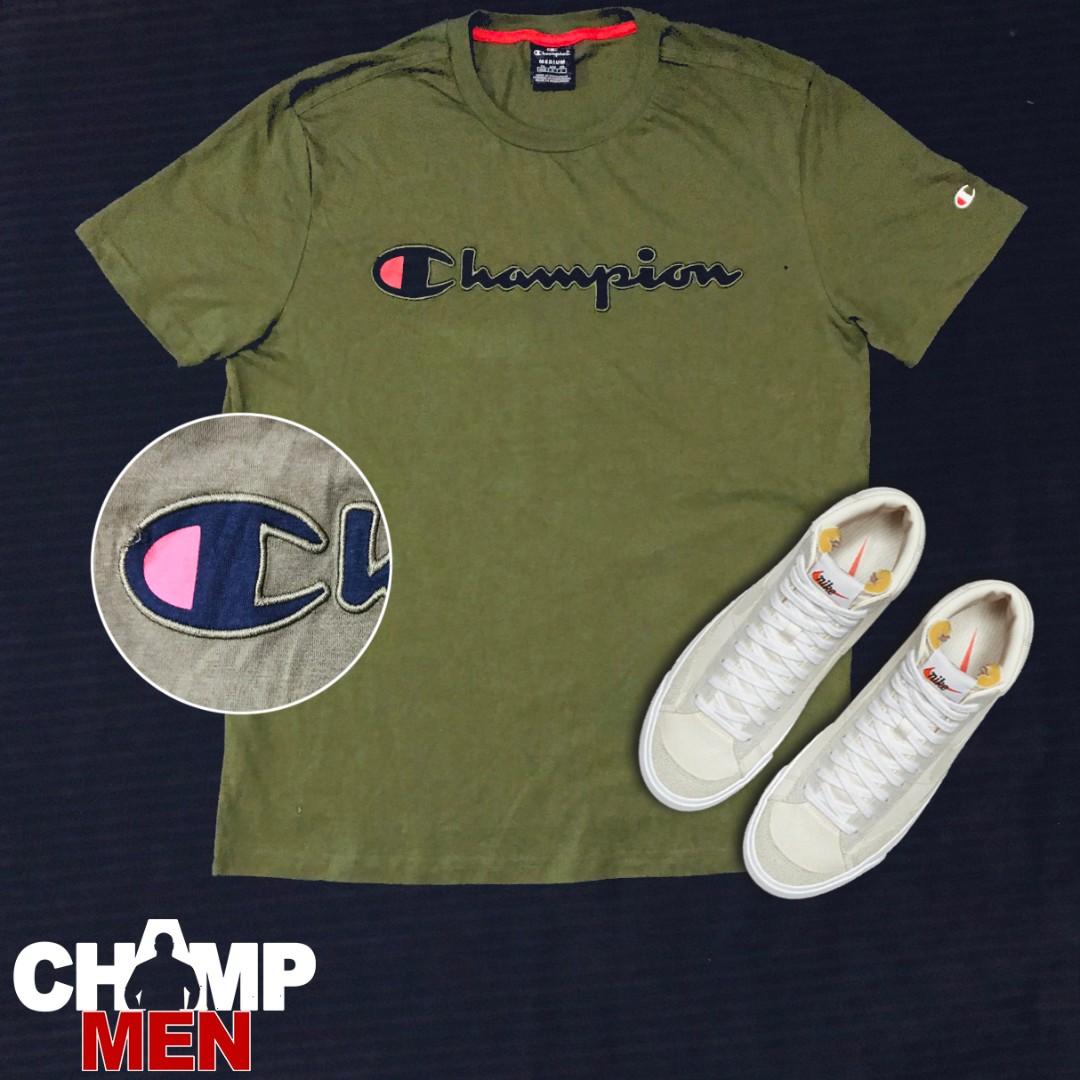 Champion Olive Green Shirt Men S Fashion Clothes Tops On Carousell