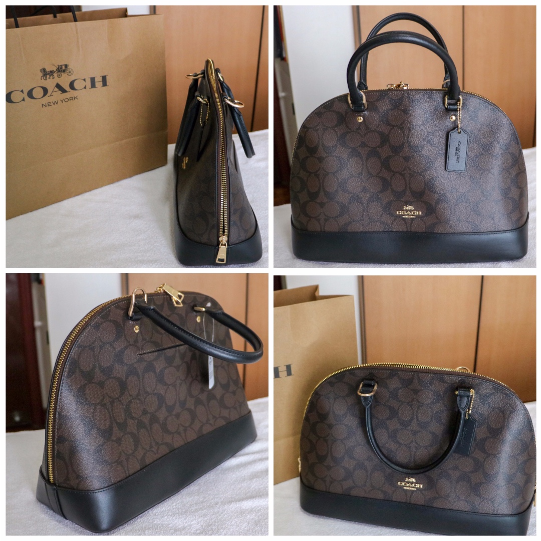 New Coach Sierra Bag in Signature Black/Brown GHW - moppetbrandname