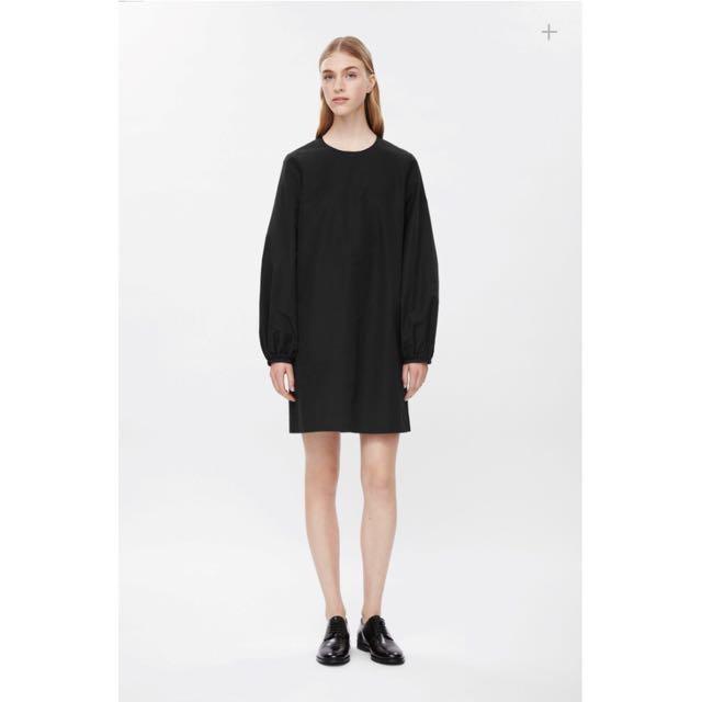 COS Black Dress With Gathered Cuffs