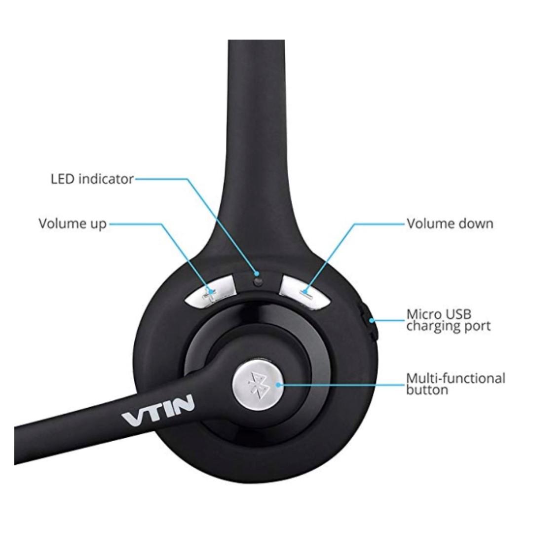 E2206 Vtin Over the Head Bluetooth Wireless Headsets Hands Free in Car with Mic Up to 12 Hours Noise Canceling for Drivers and Telephone Operator Black Audio Headphones Headsets on Carousell