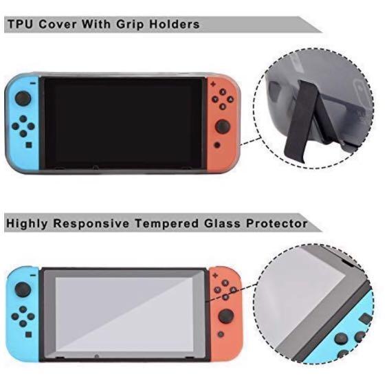 EOVOLA Accessories Kit for Nintendo Switch / Switch OLED Model Games Bundle  Wheel Grip Caps Carrying Case Screen Protector Controller