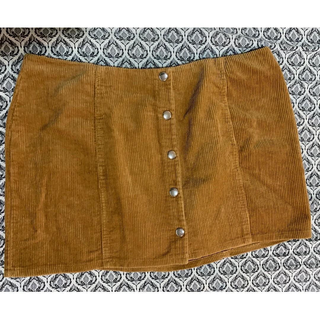 Yellow corduroy skirt plus size Clearance