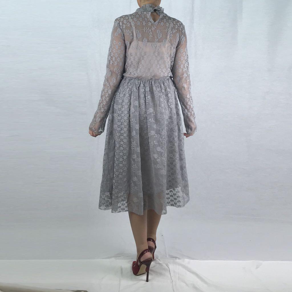 grey long formal dress