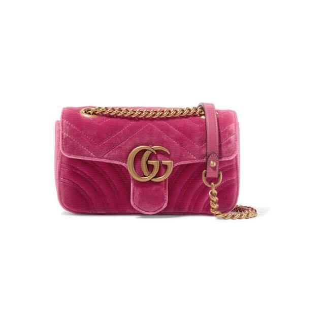 Gg marmont mini outlet quilted velvet shoulder bag