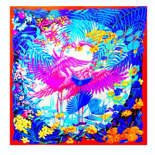 HERMES Flamingo Party Cashmere and Silk Shawl, Luxury, Accessories on  Carousell