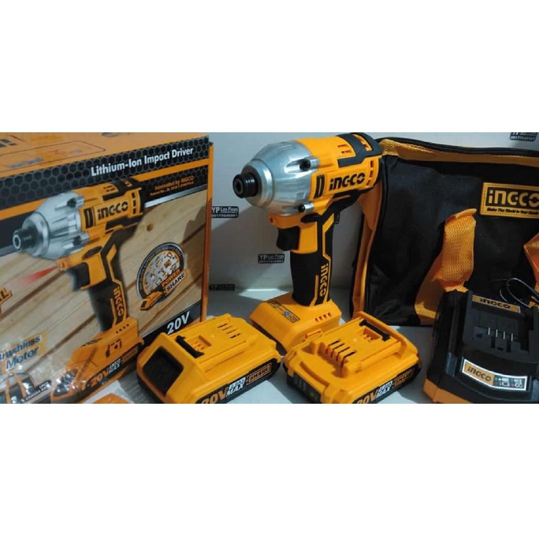 INGCO Brushless Impact Driver 20V CIRLI2002 (Yellow), Furniture & Home