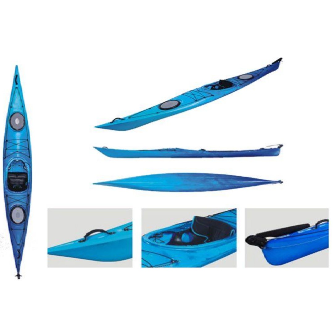 Single Sit-in Kayak Fishing Kayak Boat With Paddle and Detachable Rudder-Blue | Costway
