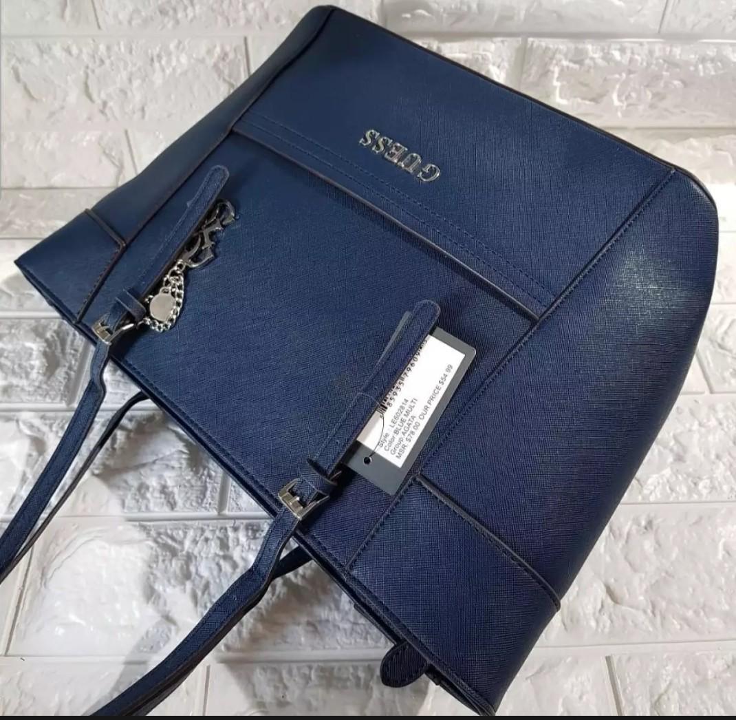 Original Guess Delaney Classic Tote in Navy Blue Women s Fashion Bags Wallets Shoulder Bags on Carousell