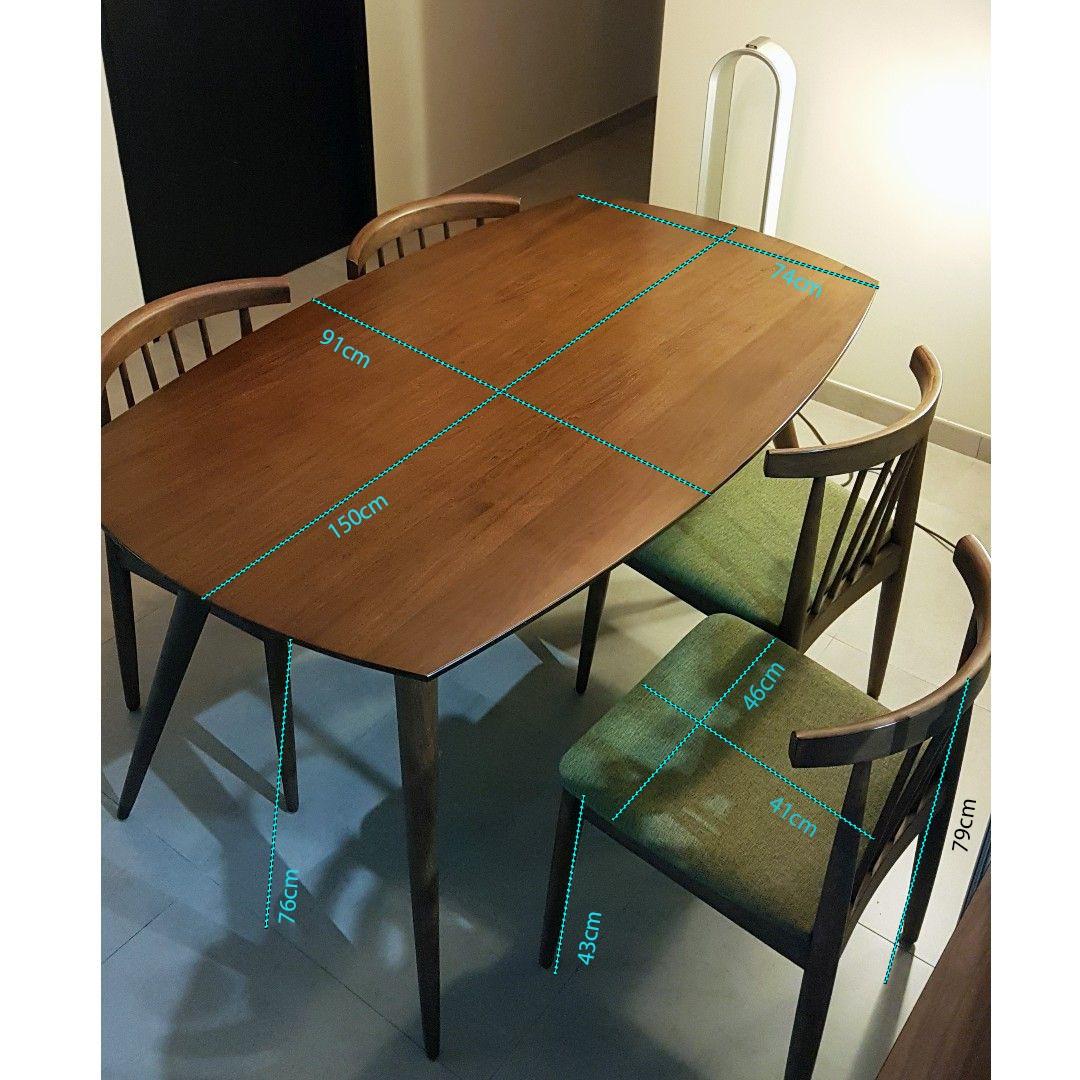 Solid Wood Dining Table With 4 Chairs Furniture Tables Chairs On Carousell
